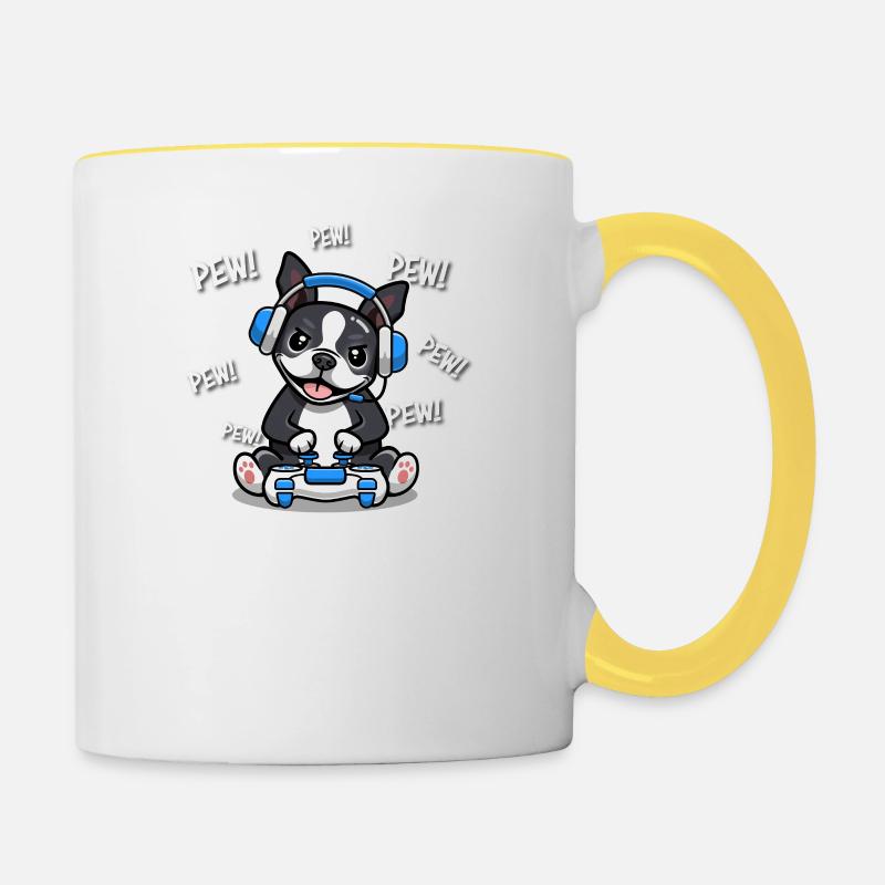 Boston Terrier - Mug contrasté - blanc/jaune