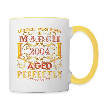 March 2004 - birthday 2004 legends were born. - Contrasting Mug - white/yellow - Right