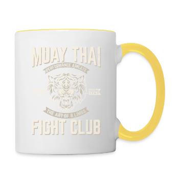 Muay Thai Boxe Kickboxing Muay Thai Fighter Trai - Mug contrasté - blanc/jaune - Droite
