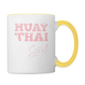 Muay Thai Girl Muay Thai Fighter Kickboxer Kickboxing - Mug contrasté - blanc/jaune - Droite