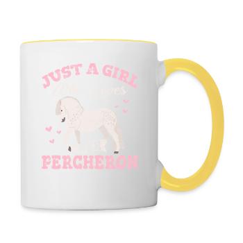 Percheron Horse Girl Loves Her Percheron Draft Hor - Mug contrasté - blanc/jaune - Droite
