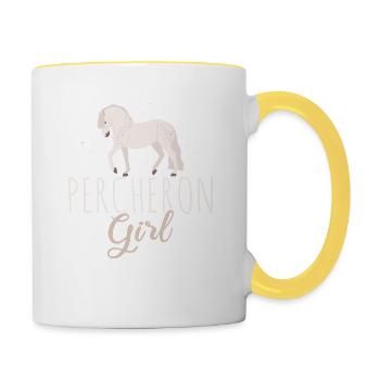 Percheron Horse Girl Horses Lover Horse Riding Hor - Tasse zweifarbig - Weiß/Gelb - Rechts