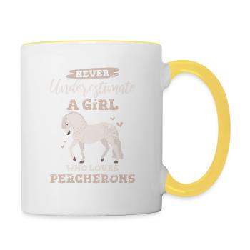 Percheron Horse Girl aime son Percheron Draft Hor - Mug contrasté - blanc/jaune - Droite