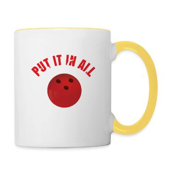 Funny Bowling Men - Contrasting Mug - white/yellow - Right