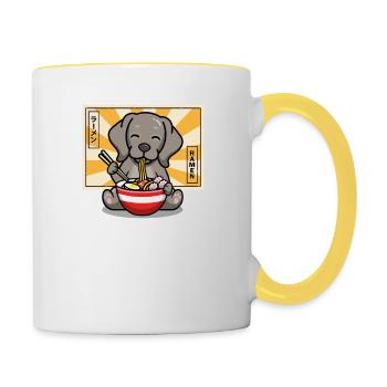 Weimaraner - Tasse zweifarbig - Weiß/Gelb - Rechts