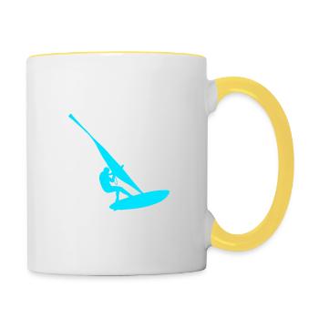 Cadeau Windsurfer Planche à voile Surf Kitesurfeur - Mug contrasté - blanc/jaune - Droite