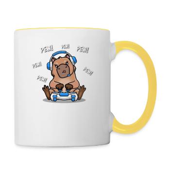 Capybara - Tasse zweifarbig - Weiß/Gelb - Rechts