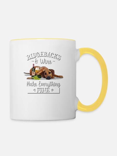 Rhodesian Ridgeback - Tasse zweifarbig - Weiß/Gelb