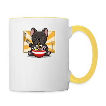 Bouledogue Français noir - Mug contrasté - blanc/jaune - Droite