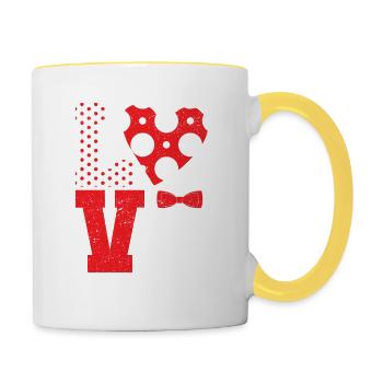 Polka Dot Love Heart Fly Saint-Valentin Couples - Mug contrasté - blanc/jaune - Droite