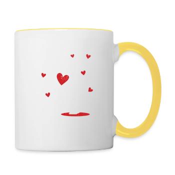 Katzenspielzeug Liebe V-Day Katzen Liebhaber - Tasse zweifarbig - Weiß/Gelb - Rechts