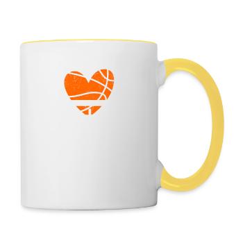 Basketball Herz Korbballspieler Trainer Fan Paar - Tasse zweifarbig - Weiß/Gelb - Rechts