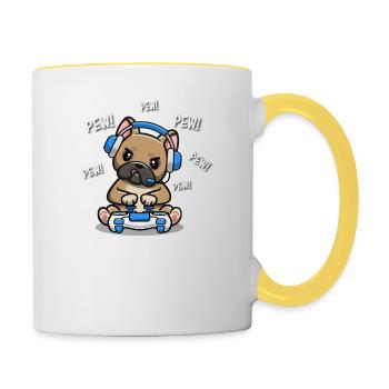 French Bulldog - Contrasting Mug - white/yellow - Right