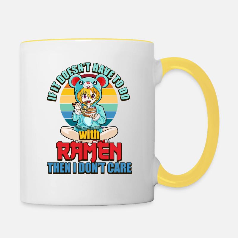 Si ça n’a rien à voir avec les ramen, je m’en fiche - Mug contrasté - blanc/jaune