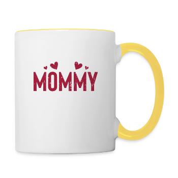 Désolé fille Ma mère est à moi - Mug contrasté - blanc/jaune - Droite