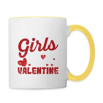 Lustige Valentinstag Mama Sorry Mädchen Mama ist - Tasse zweifarbig - Weiß/Gelb - Rechts