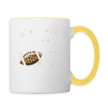 American Football Mama Fan Support Footballmom - Tasse zweifarbig - Weiß/Gelb - Rechts