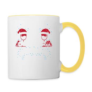 Weihnachten Wein Weinglas Weihnachtsdekoration - Tasse zweifarbig - Weiß/Gelb - Rechts