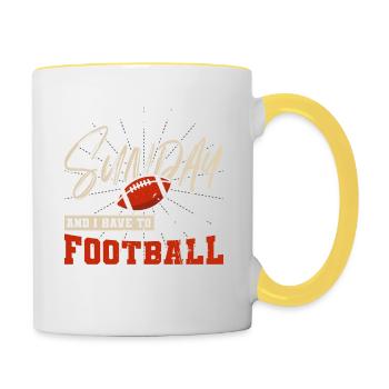 American Football Sunday Fooball Player Fan - Contrasting Mug - white/yellow - Right