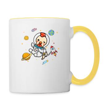 Poulet - Mug contrasté - blanc/jaune - Droite