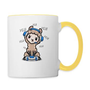 Lama - Tasse zweifarbig - Weiß/Gelb - Rechts