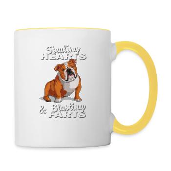 Bouledogue anglais - Mug contrasté - blanc/jaune - Droite