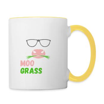 Moo chas Grass ias - Tasse zweifarbig - Weiß/Gelb - Rechts