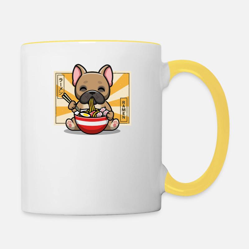 Français Bulldog - Mug contrasté - blanc/jaune