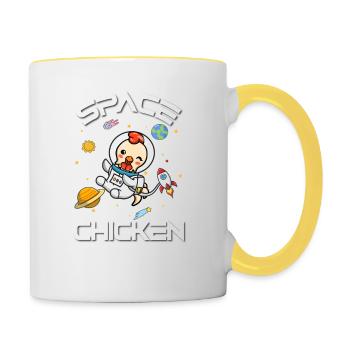 Poulet - Mug contrasté - blanc/jaune - Droite