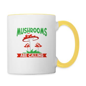 Les champignons appellent et je dois aller Champignons Champignons - Mug contrasté - blanc/jaune - Droite