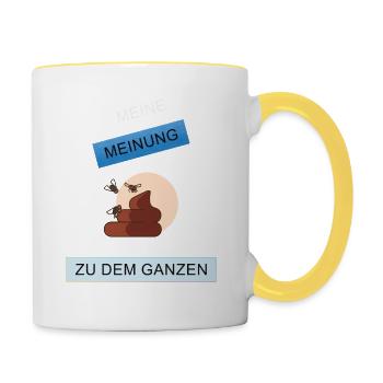 Meine Meinung zu dem Ganzen - Tasse zweifarbig - Weiß/Gelb - Rechts