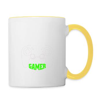Joueur drôle disant pari jeu cadeau joueur - Mug contrasté - blanc/jaune - Droite