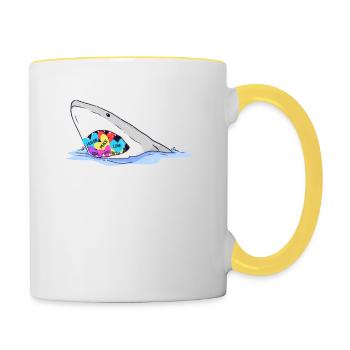 Valentine's Day Shark Heartbreaker Funny Hearts Sharks - Contrasting Mug - white/yellow - Right