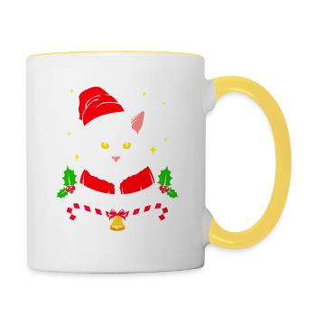 Cat Santa Claws - Contrasting Mug - white/yellow - Right