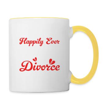 ... Et elle a vécu heureuse pour toujours après le divorce - Mug contrasté - blanc/jaune - Droite