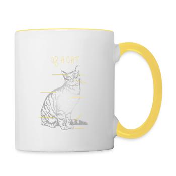 Funny Anatomy of a Cat Lover Veterinary Physiology - Mug contrasté - blanc/jaune - Droite