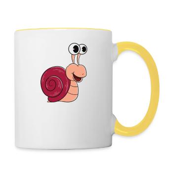 Snail mother and wine lover - Contrasting Mug - white/yellow - Right