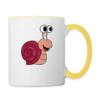 Des escargots pour tout le monde - Mug contrasté - blanc/jaune - Droite