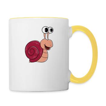 Schnecken Weil Menschen Scheiße Sind - Tasse zweifarbig - Weiß/Gelb - Rechts