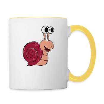 Snails before dates - Contrasting Mug - white/yellow - Right