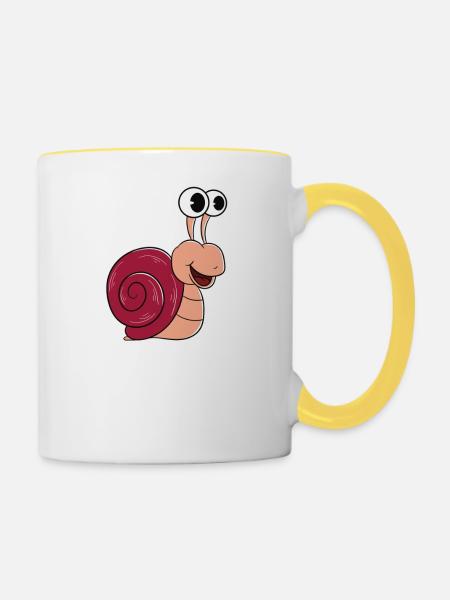 Les escargots sont meilleurs que la thérapie - Mug contrasté - blanc/jaune
