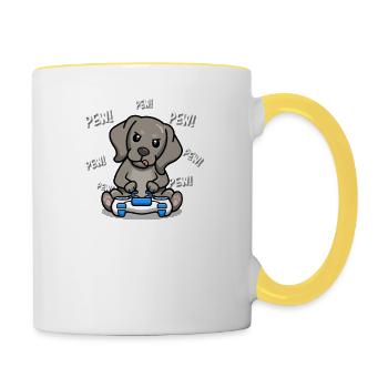Weimaraner - Tasse zweifarbig - Weiß/Gelb - Rechts