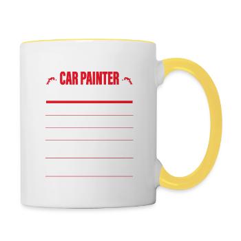 Peintre de voiture Technicien de carrosserie automatique à taux horaire Pai - Mug contrasté - blanc/jaune - Droite