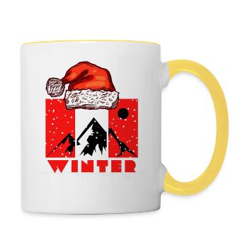winter - Tasse zweifarbig - Weiß/Gelb - Rechts