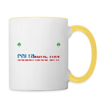 Irish You A Happy Columbus Day Green Clover - Contrasting Mug - white/yellow - Right