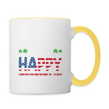 Irish You A Happy Independence Day American - Contrasting Mug - white/yellow - Right