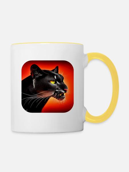 Wildkatze - Tasse zweifarbig - Weiß/Gelb