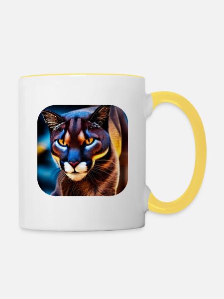 Wildkatze - Tasse zweifarbig - Weiß/Gelb