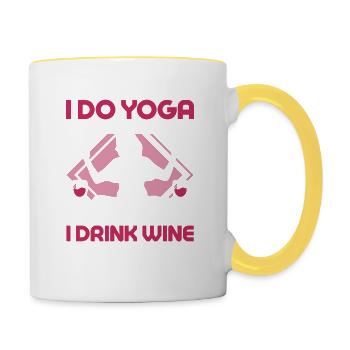 Je fais du yoga pour soulager le stress pose de femme - Mug contrasté - blanc/jaune - Droite