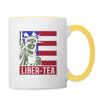 Ich Trinke Meinen Liber-tee Jeden Tag Am 4. Juli, - Tasse zweifarbig - Weiß/Gelb - Rechts